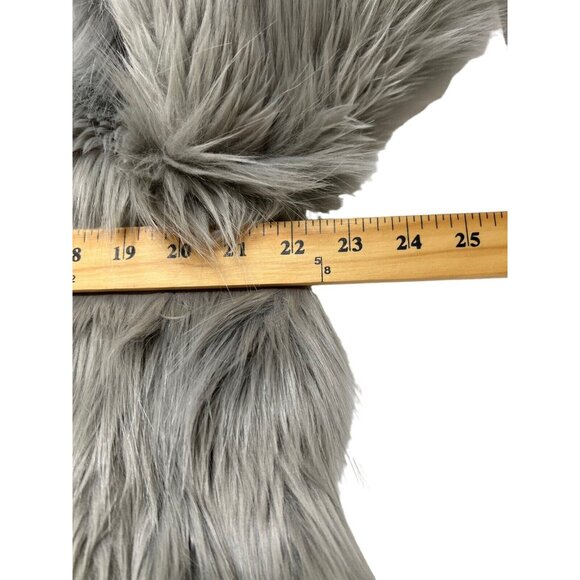 H & M Faux Fur Jacket Gray Coat Lined Womens L - Picture 7 of 13